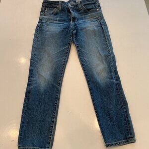 AG-ED JEANS, THE PRIMA CIGARETTE CROP,  DARK WASH DISTRESSED DENIM,SIZE 27R